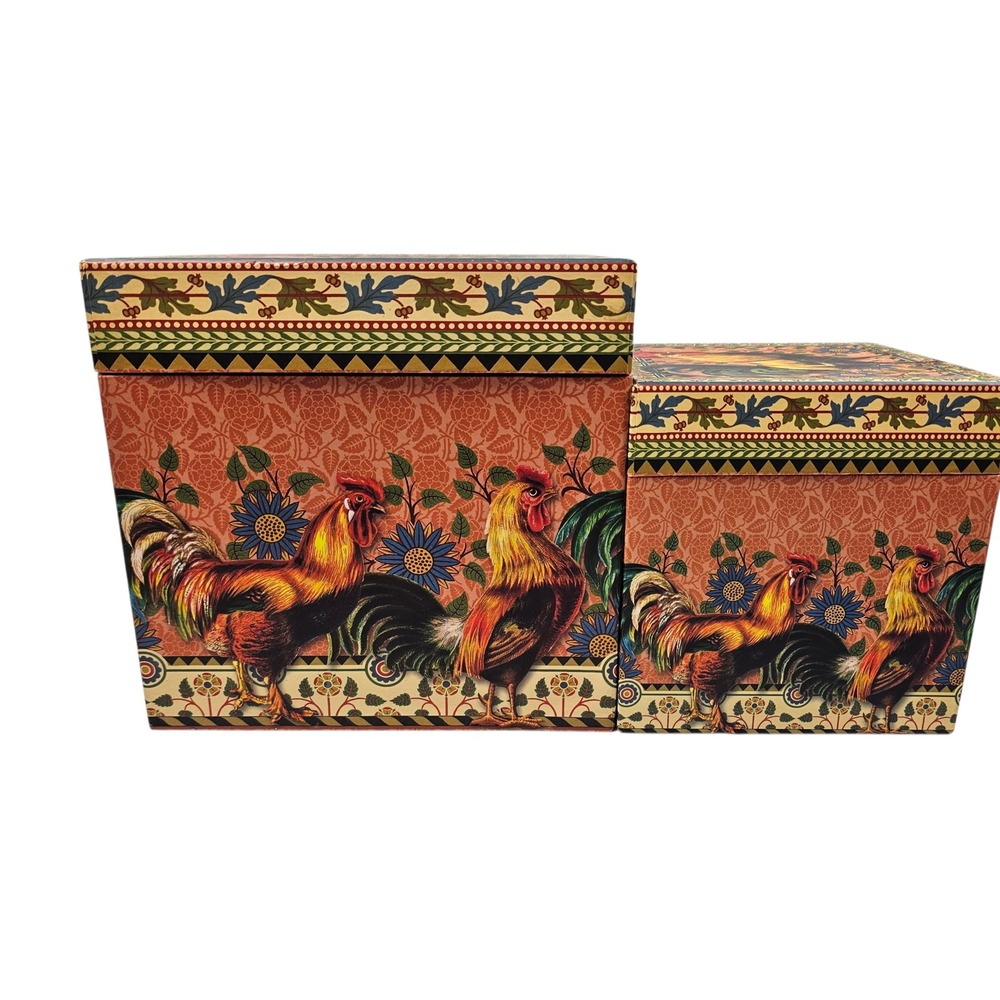 Pooch & Sweetheart Rooster Nesting‎ Gift Boxes Set of 2 The Gifted Line Kirshner